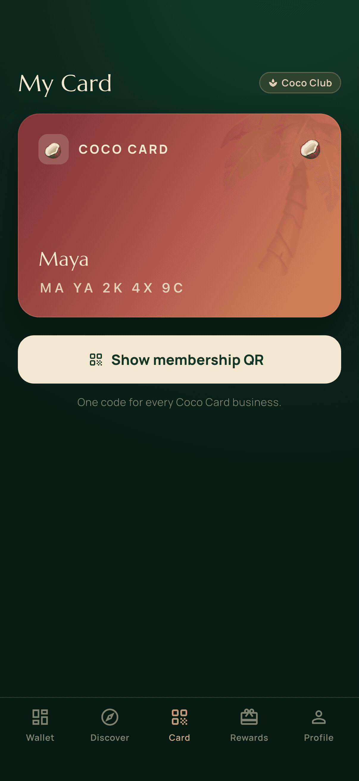 A shop's card in Coco Regulars native app